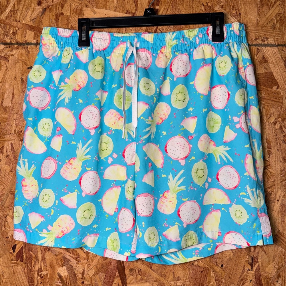 Chubbies Snack Bar Swim Trunks Blue Fruit Kiwi Graphic Print Summer Beachwear XL
